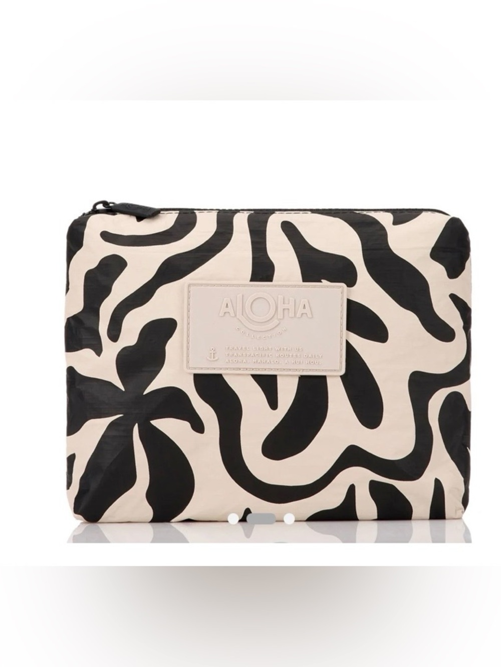 ALOHA Collection Small Pouch Float Black on Sandstone Splash Proof Zipper Clutch